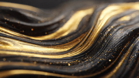 Elegant black and silver abstract scene with glossy silver streams of light, subtle particle...