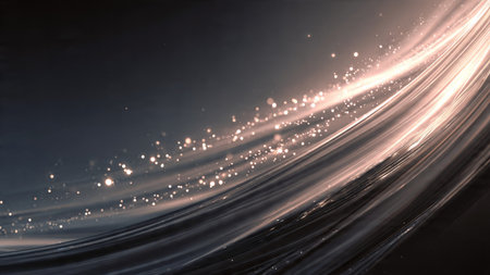Premium navy and rose gold metallic gradient with fluid glowing streaks and dramatic illumination.
