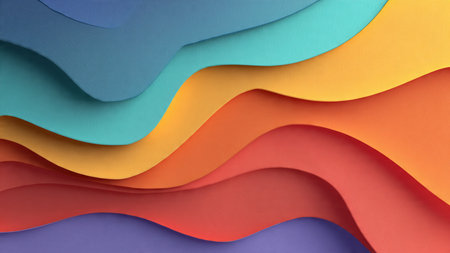 Colorful paper layers as abstract background. 3d render illustration.