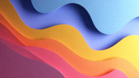 Colorful paper layers as abstract background, 3d render illustration.