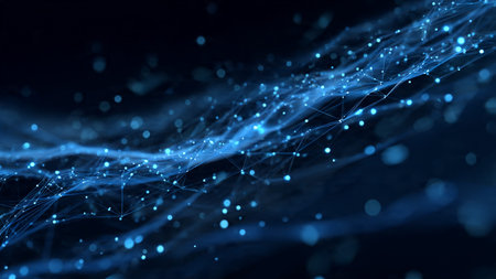 Abstract blue digital background. Big data visualization. Network connection structure. 3D rendering
