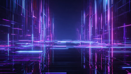 abstract background with glowing neon lines. 3d rendering, 3d illustration.