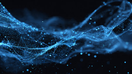 Data technology abstract futuristic illustration. Low poly shape with connecting dots and lines on...