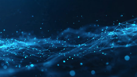 Abstract polygonal space low poly dark background with connecting dots and lines. Connection structure. 3d renderingの写真素材