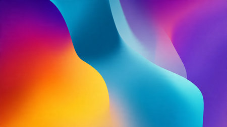 abstract background with blue, orange, yellow and purple gradient waves