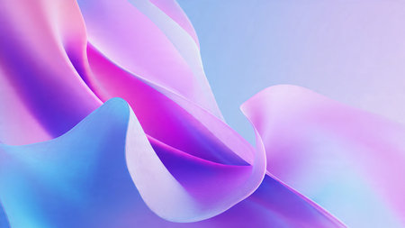 abstract background with pink and blue wavy silk or satin