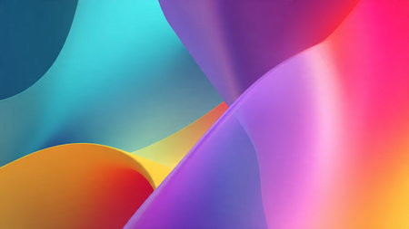 Abstract colorful background with curved paper layers. 3d render illustration.