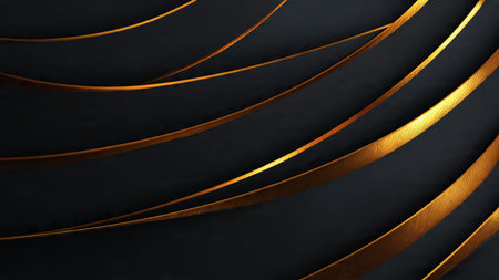 Abstract black background with golden lines. 3d rendering, 3d illustration.