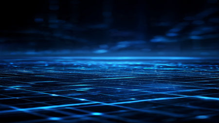 Abstract technology background with glowing lines and dots. 3D Rendering