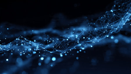 3d rendering of abstract blue digital background with connection lines and dots