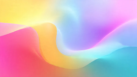 abstract colorful background with curved lines and waves in pastel colors