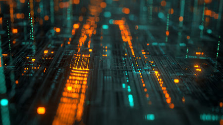 Futuristic technology background. Abstract 3d rendering with DOF