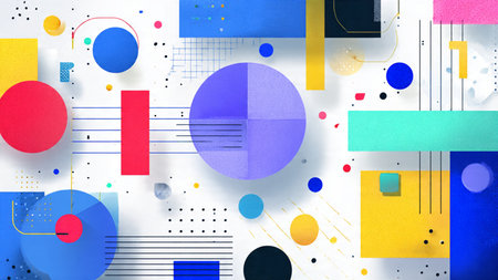 Abstract geometric background with colorful circles and lines. 3d illustration.