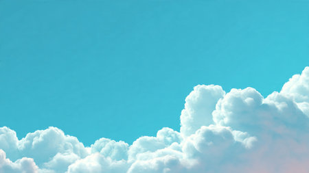 Blue sky with white clouds. Nature background. 3D illustration.