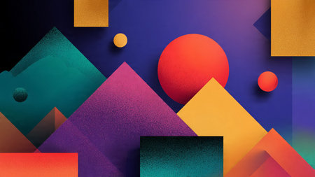Colorful abstract background with geometric shapes. 3D render illustration.