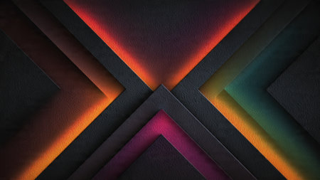 Abstract geometric background with glowing triangles. 3d rendering, 3d illustration.の写真素材