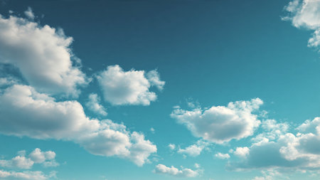 Blue sky background with white clouds. 3d rendering, 3d illustration.