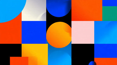 abstract background of colorful geometric shapes in the form of a circleの写真素材