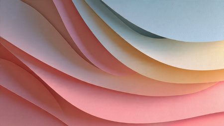 Minimal curved layers with soft lighting and shadows.
