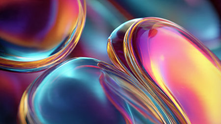Floating geometric rings in a futuristic digital space.