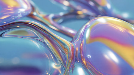 Transparent crystal glass objects floating in space.