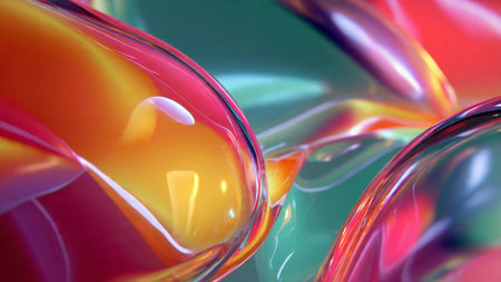 Glossy fluid abstract sculpture with gradient colors.