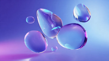 Floating spheres glowing with futuristic neon highlights.