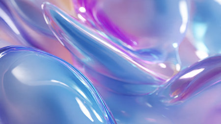Glassmorphism abstract composition with crystal clear 3D objects.