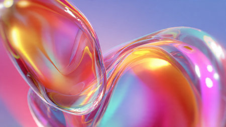 Elegant transparent geometric objects floating in a digital abstract environment.