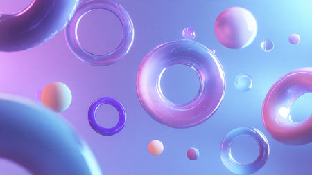Glossy fluid abstract sculpture with gradient colors.