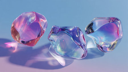 Vibrant liquid forms creating digital abstract background.