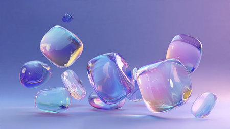 Glossy liquid abstract background with vibrant reflections.