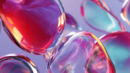 Abstract torus shapes glowing with neon gradient colors.