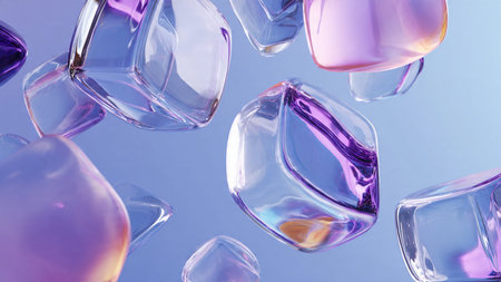 Floating torus and spheres with futuristic glow.