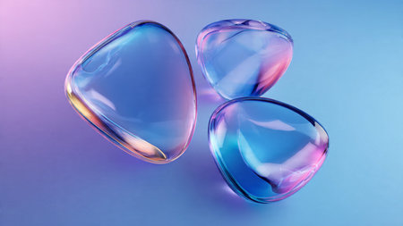 Glass spheres floating with subtle gradient lighting.
