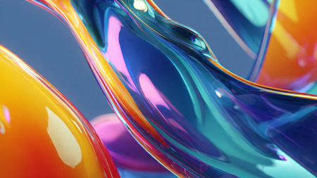 Crystal clear glass elements in a minimal digital scene.