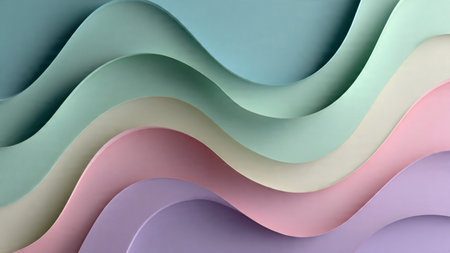 Layered paper style abstract background with soft pastel tones.