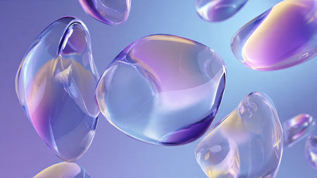 Transparent glass rings reflecting soft ambient light.