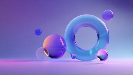 Minimal glass objects creating a futuristic scene.