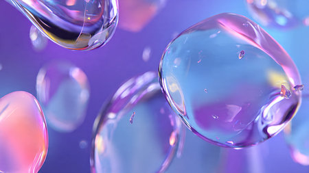 Transparent glass spheres with reflective highlights.