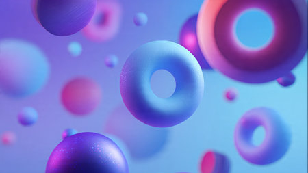 Transparent glass rings forming abstract composition.