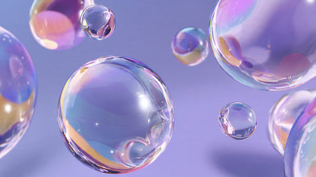 Crystal clear glass elements floating in modern space.