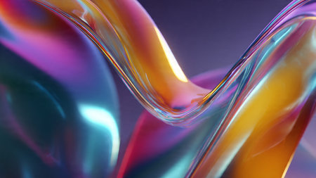 Futuristic neon geometric shapes glowing in a digital environment.