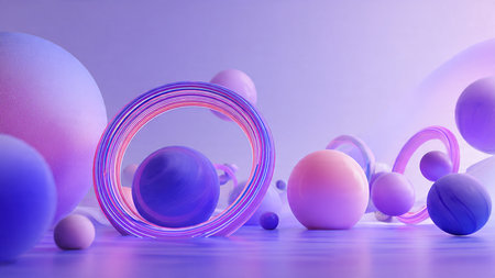 Glossy fluid shapes forming an organic digital structure.