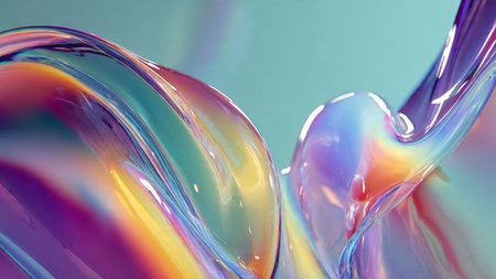 Futuristic floating geometric shapes with gradient glow.