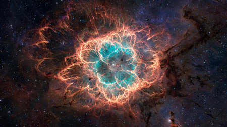 Nebula and stars in outer space. Science fiction wallpaper.