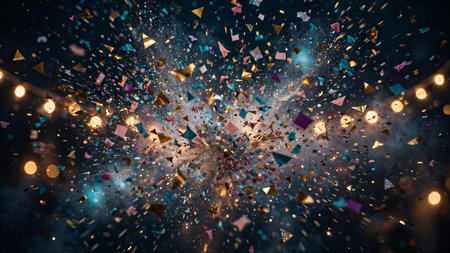 Abstract background with colorful confetti. 3d rendering toned image