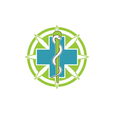 a concept of health symbol and marijuana leafのイラスト素材