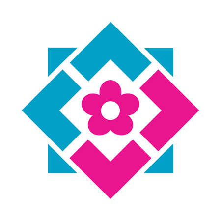 flower pnk and blue colorのイラスト素材