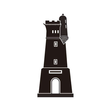 Lighthouse icon isolated on white background. Black and white vector illustration.の写真素材